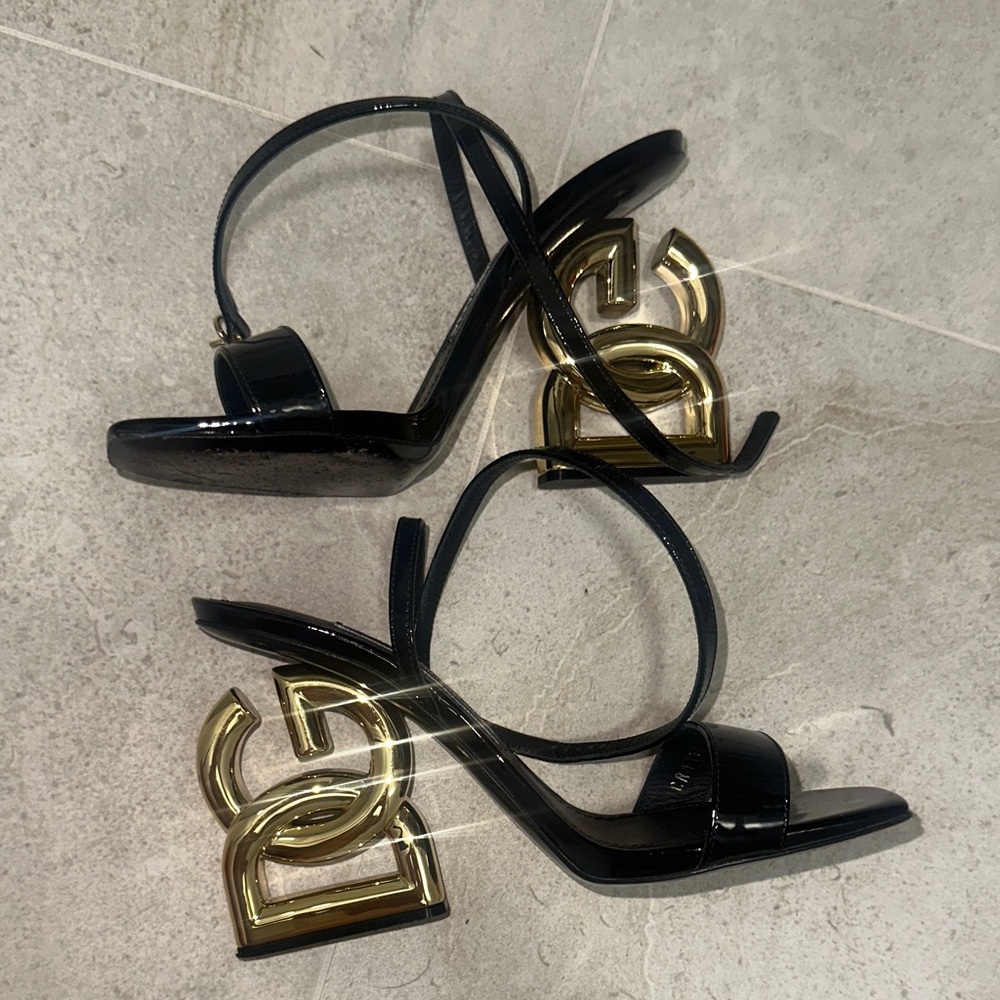 Dolce Gabbana Black and Gold Women's Heels